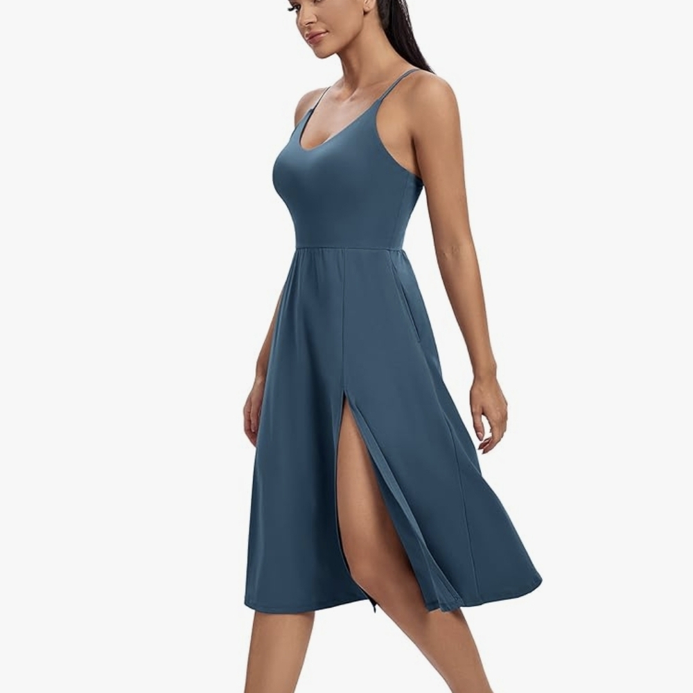 Athletic Dress with Built in Shorts & Bra Adjustable Straps Workout Dress